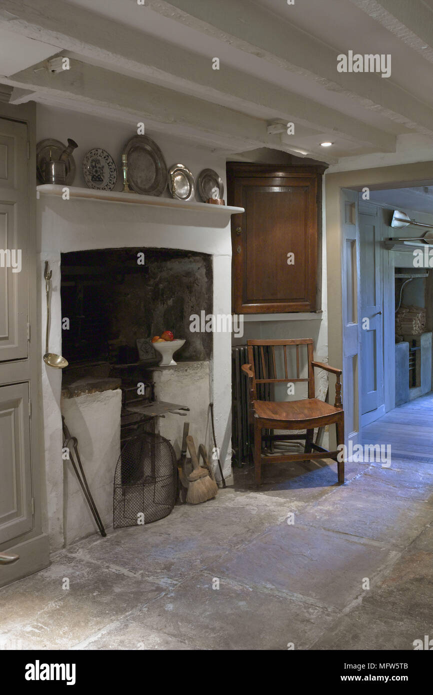 A Traditional Rustic Country Style Kitchen With A Flagstone Floor