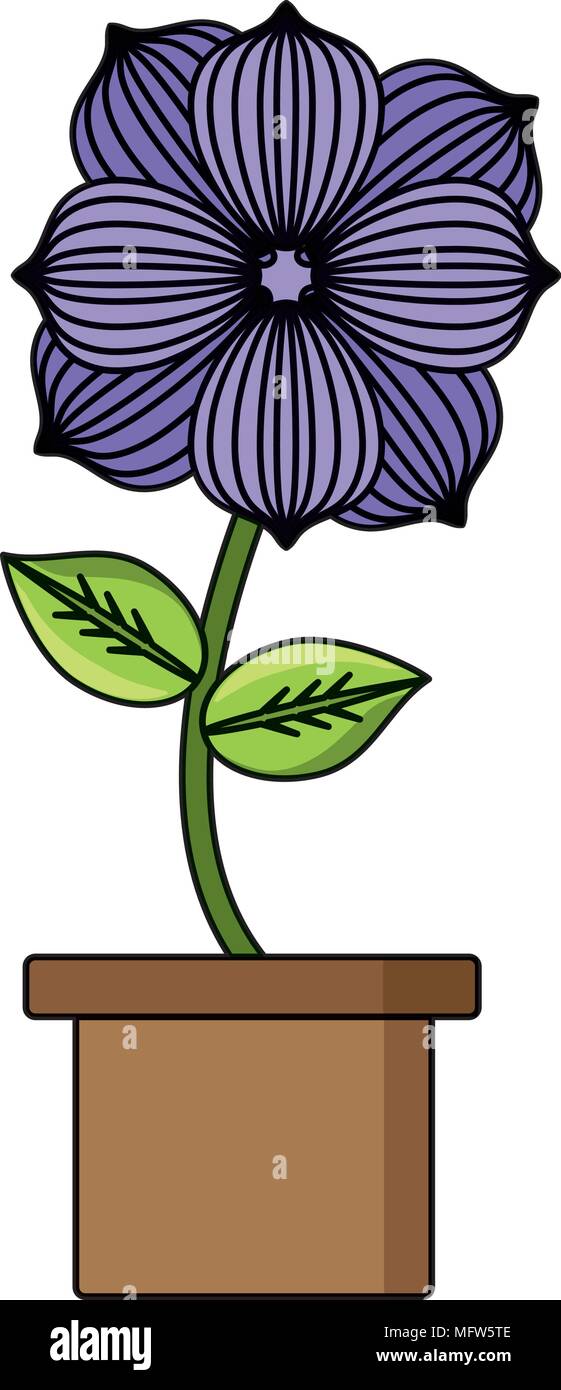 beautiful flower in a pot over white background, colorful design ...