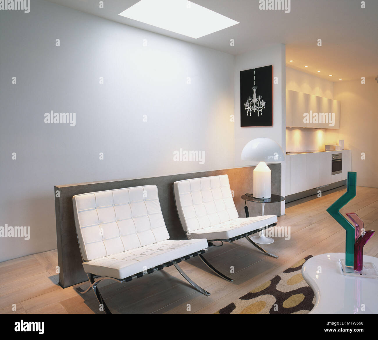 Minimalist sitting room with contemporary chairs and ornaments Stock ... - Session Chair Refinishing Ideas For Minimalist Decor