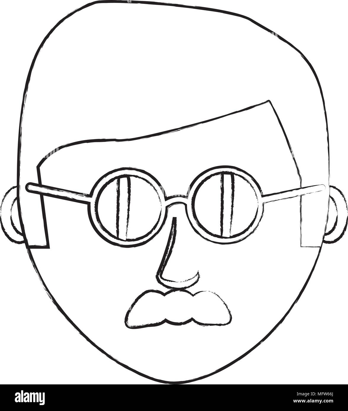 Cartoon Old Man Mustache Black And White Stock Photos Images Alamy