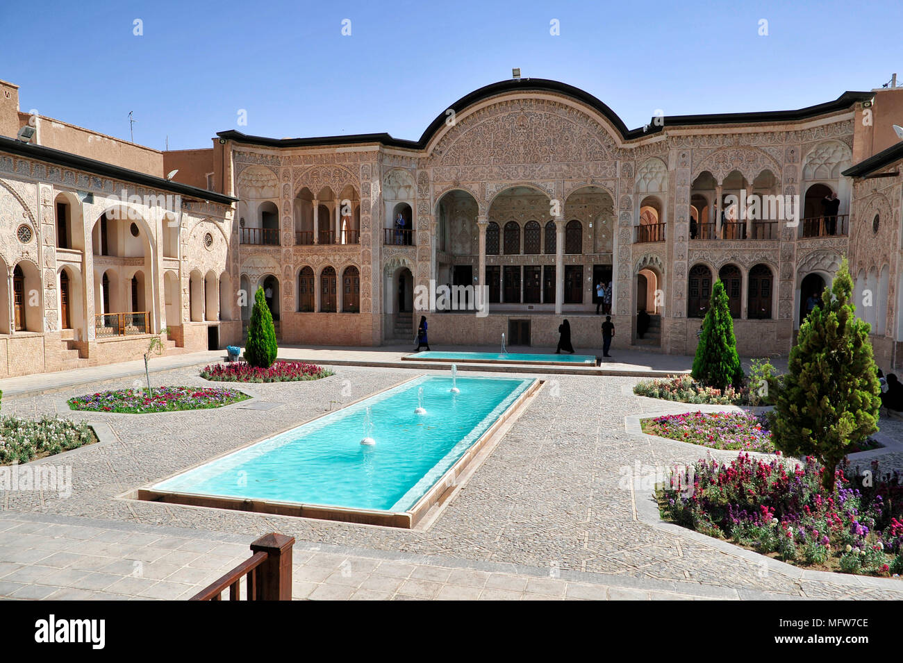 The Tabatabaei House, a historic house in Kashan, Iran. It was built in the early 1880s for the affluent Tabatabaei family. Stock Photo