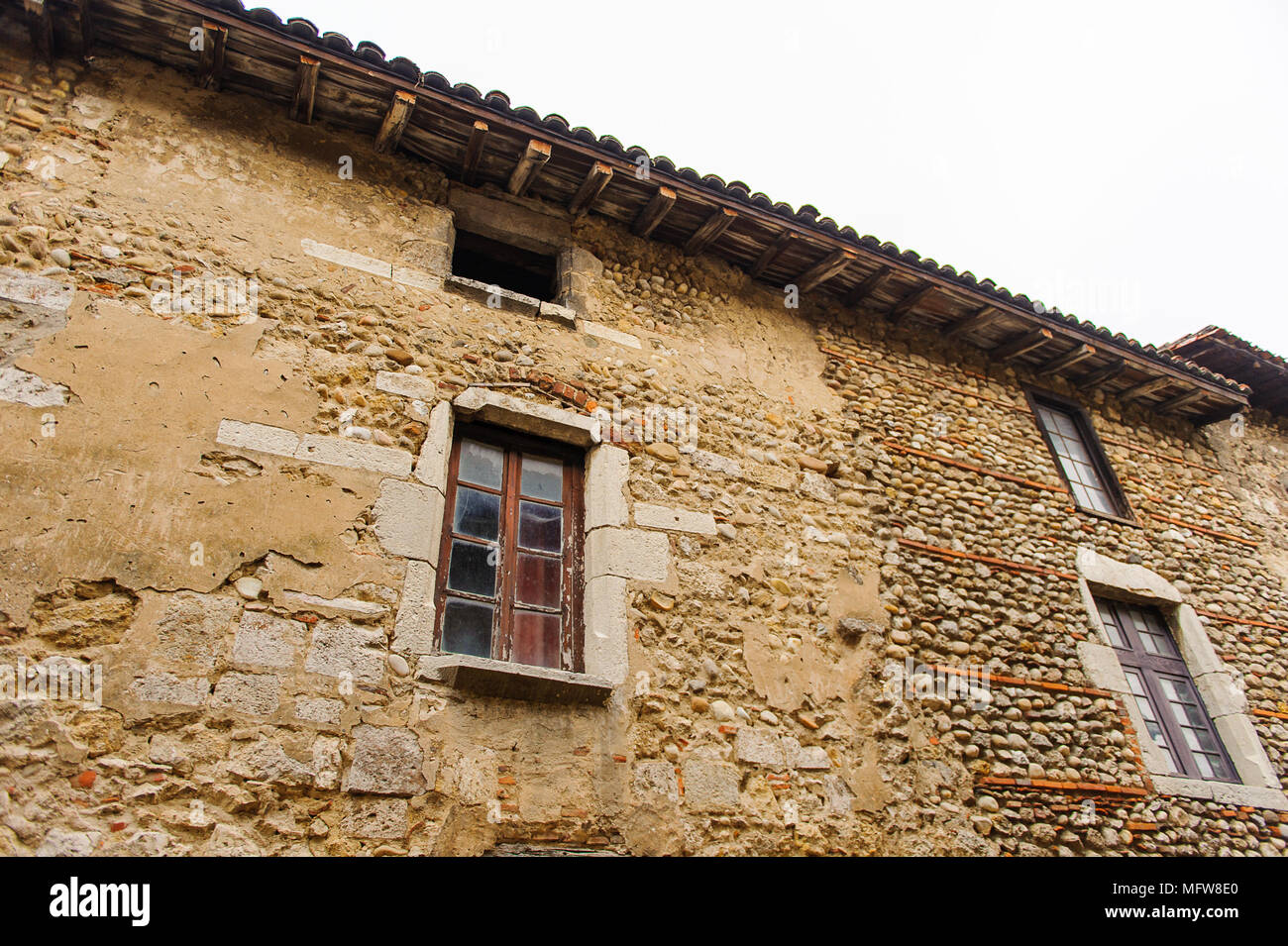 Medieval architecture of Perouges, France, a walled town, a popular ...