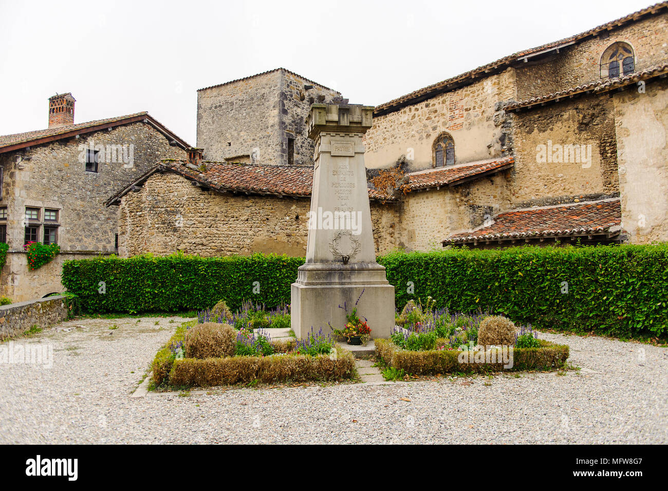 Medieval architecture of Perouges, France, a walled town, a popular ...