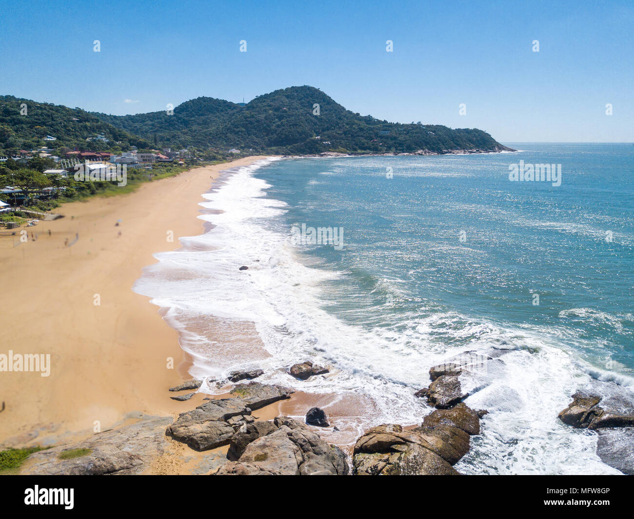 Beach in Balneario Camboriu, Santa Catarina, Brazil. Estaleirinho Beach. Aerial View. Stock Photo