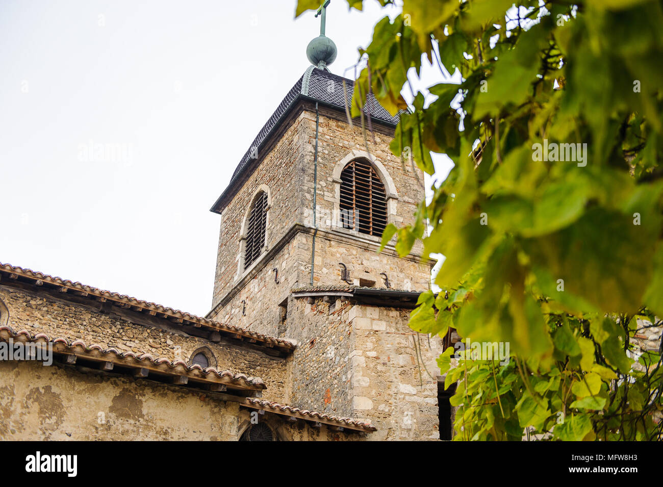 Medieval architecture of Perouges, France, a walled town, a popular ...
