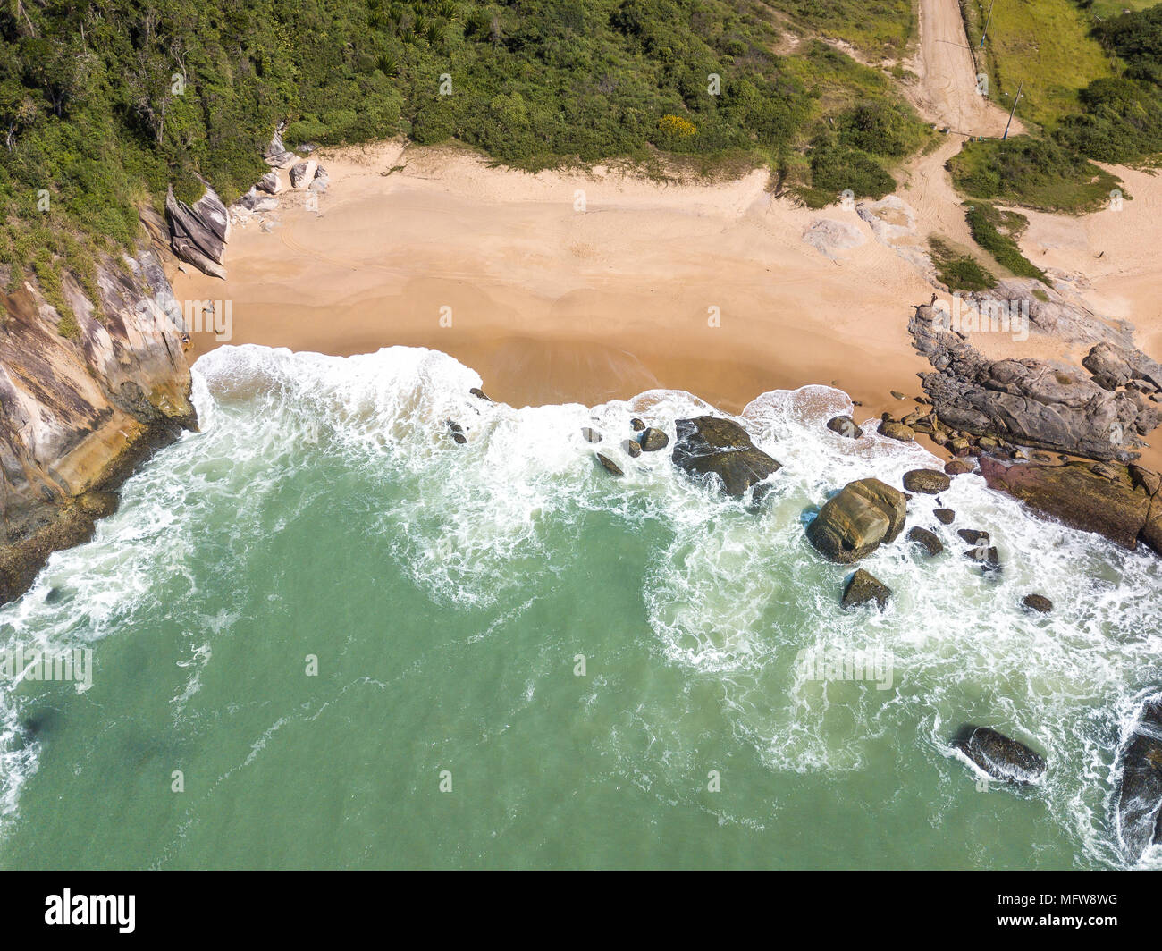 Beach in Balneario Camboriu, Santa Catarina, Brazil. Estaleirinho Beach. Aerial View. Stock Photo
