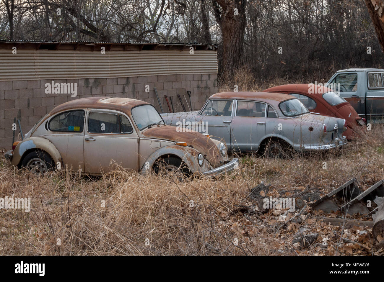 rusted, abandoned cars in New Mexico Stock Photo Alamy
