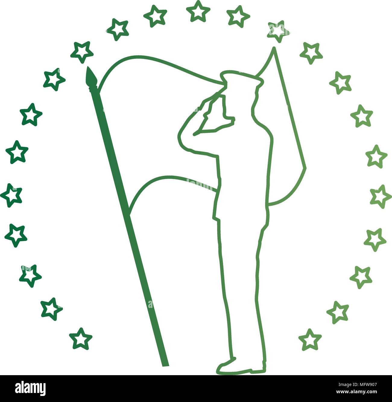 silhouette of military saluting with flag Stock Vector Image & Art - Alamy