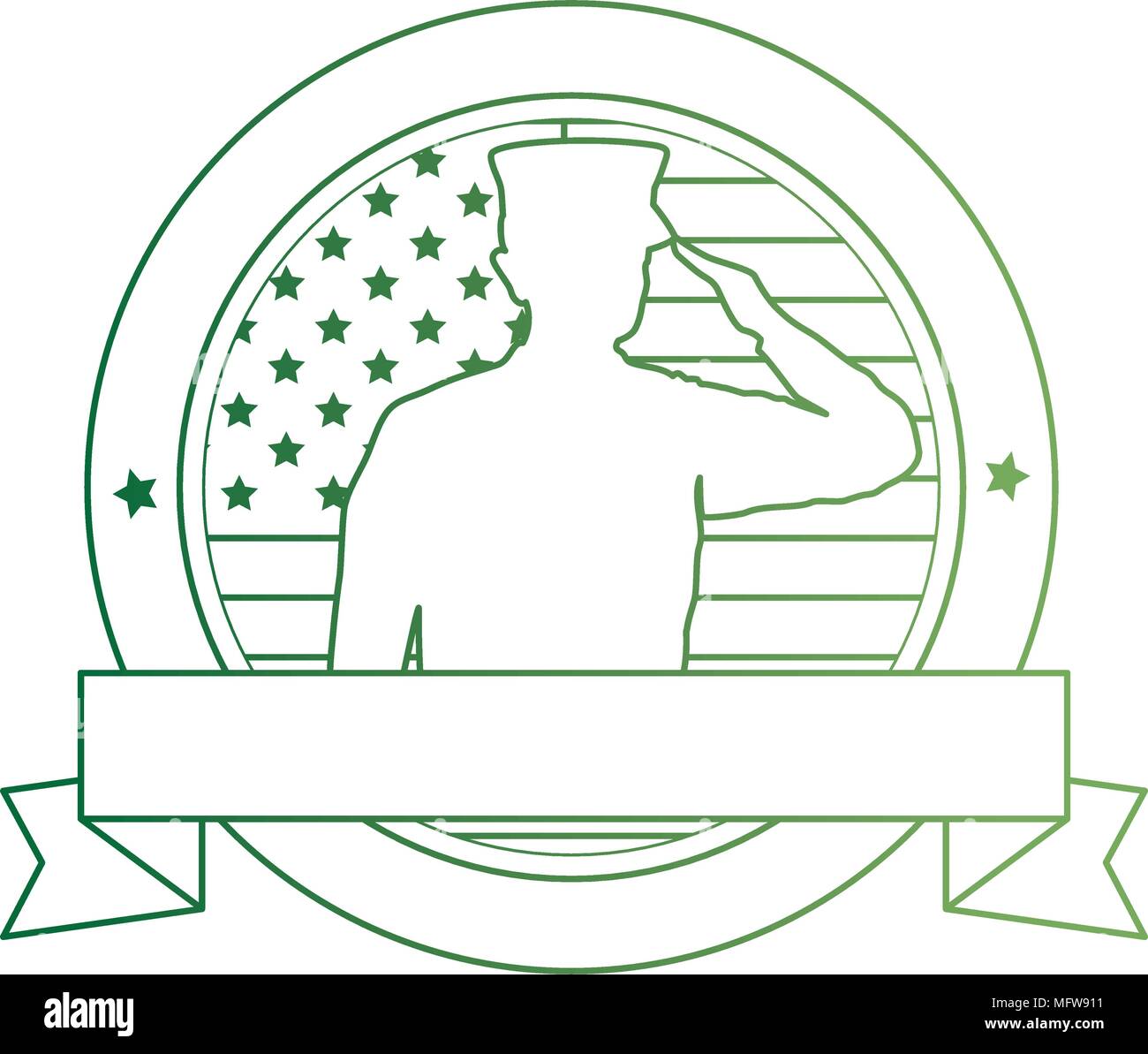 silhouette of military saluting with USA flag Stock Vector Image & Art ...