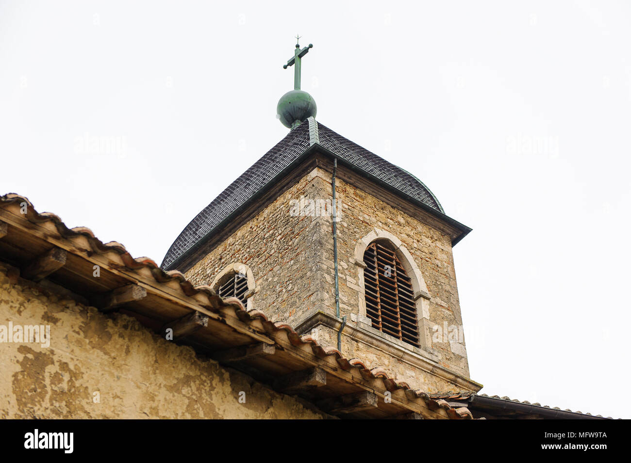 Medieval architecture of Perouges, France, a walled town, a popular ...