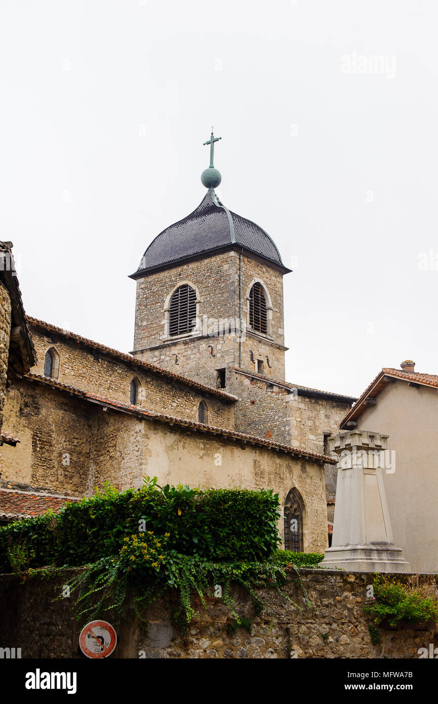 Street of Perouges, France, a medieval walled town, a popular touristic ...