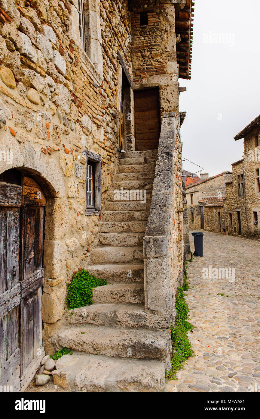 Old house of Perouges, France, a medieval walled town, a popular ...