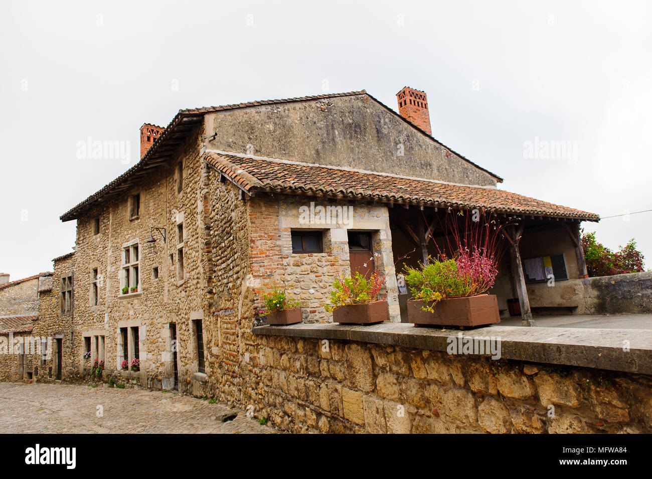 Old house of Perouges, France, a medieval walled town, a popular ...