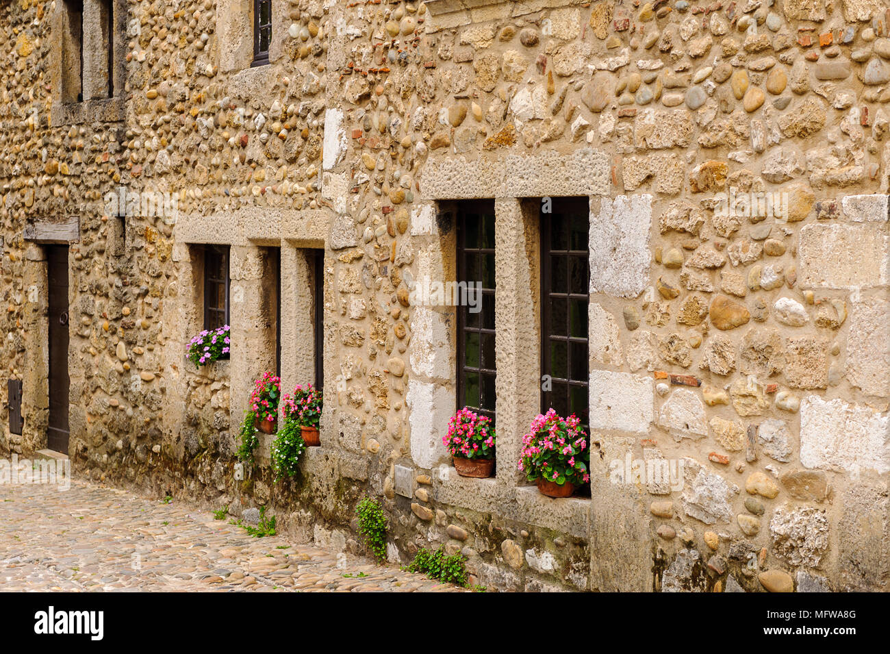 Old house of Perouges, France, a medieval walled town, a popular ...
