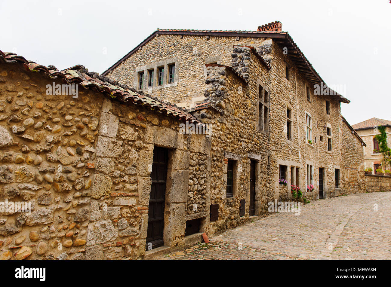 Old house of Perouges, France, a medieval walled town, a popular ...