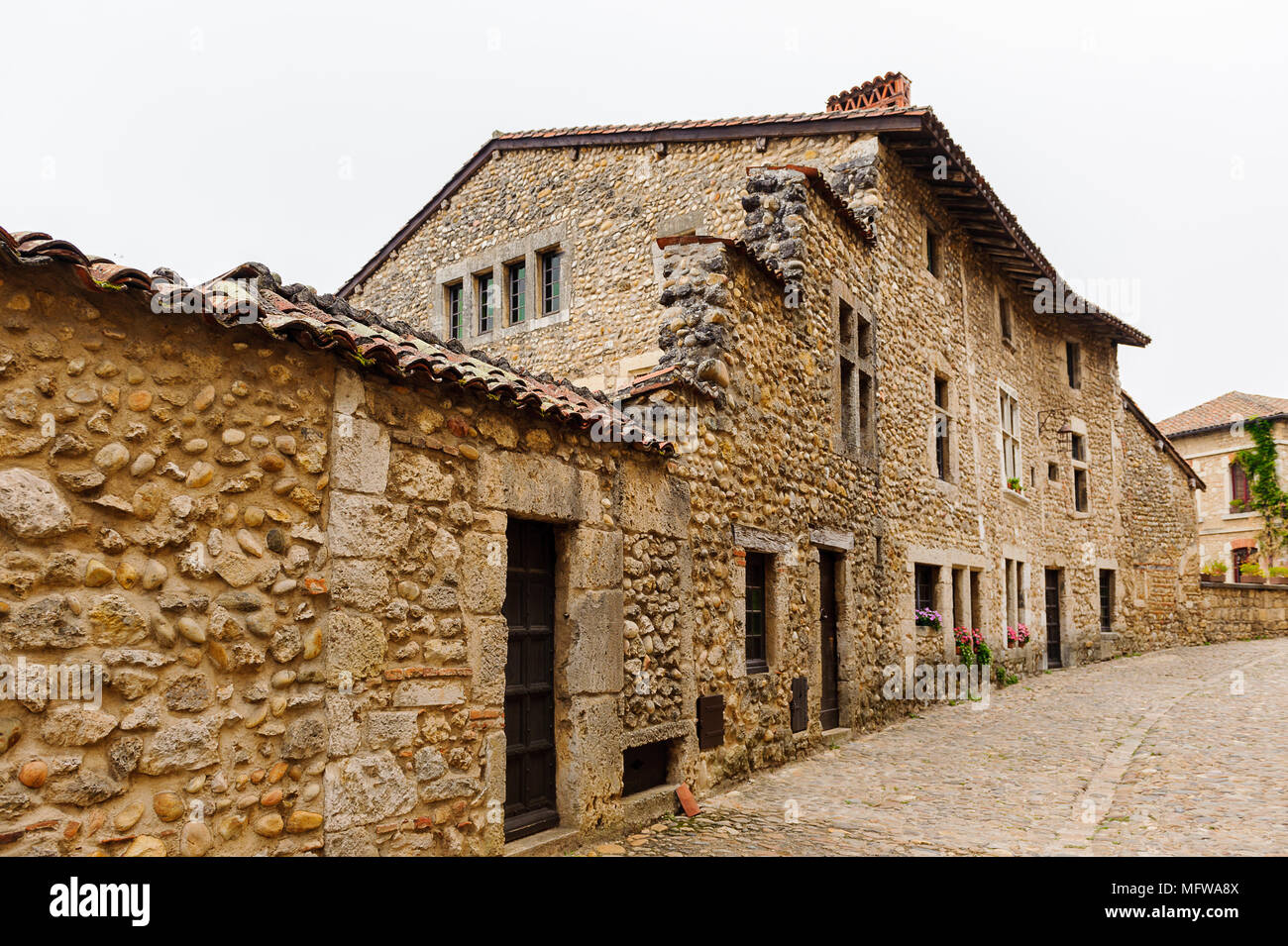 Old house of Perouges, France, a medieval walled town, a popular ...