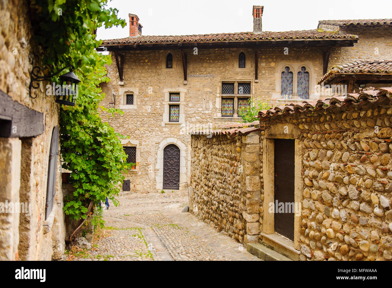 Old house of Perouges, France, a medieval walled town, a popular ...