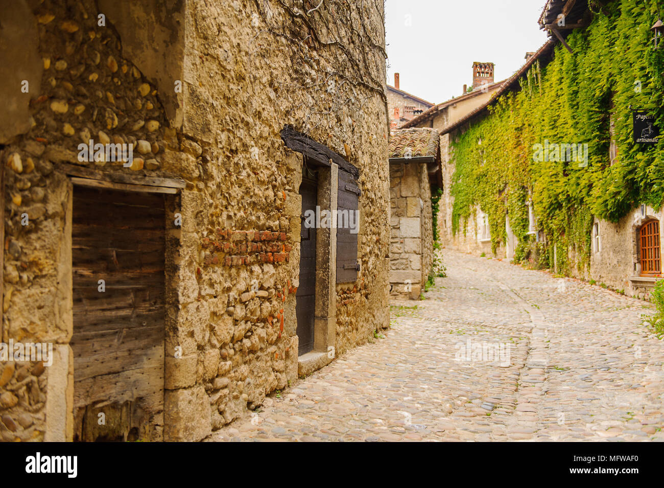 Perouges, France, a medieval walled town, a popular touristic ...
