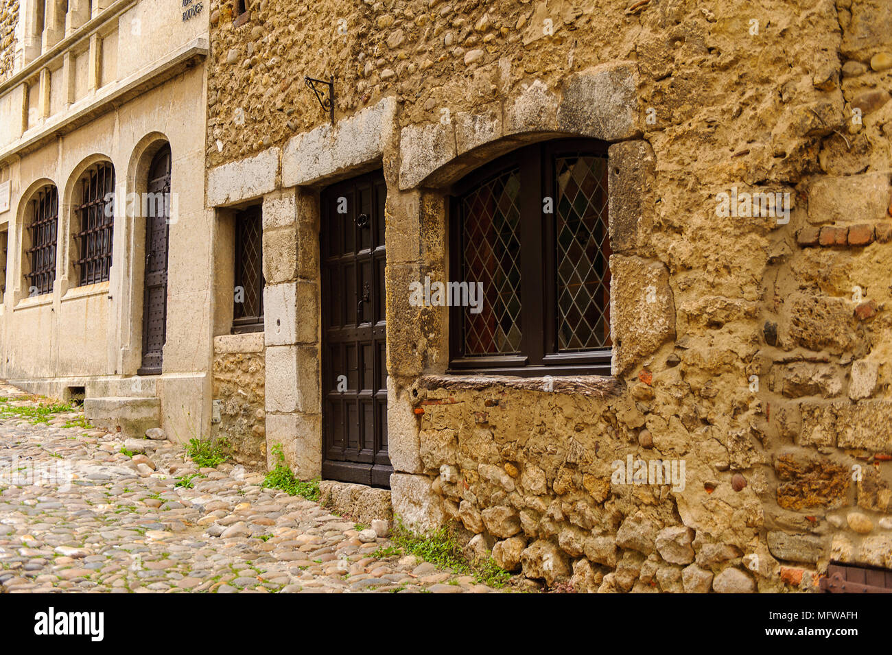 Perouges, France, a medieval walled town, a popular touristic ...