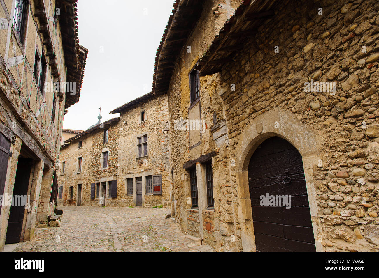 Perouges, France, a medieval walled town, a popular touristic ...