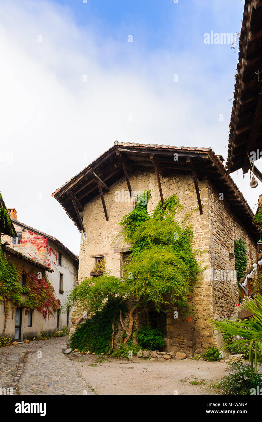 Architecture of Perouges, France, a medieval walled town, a popular ...