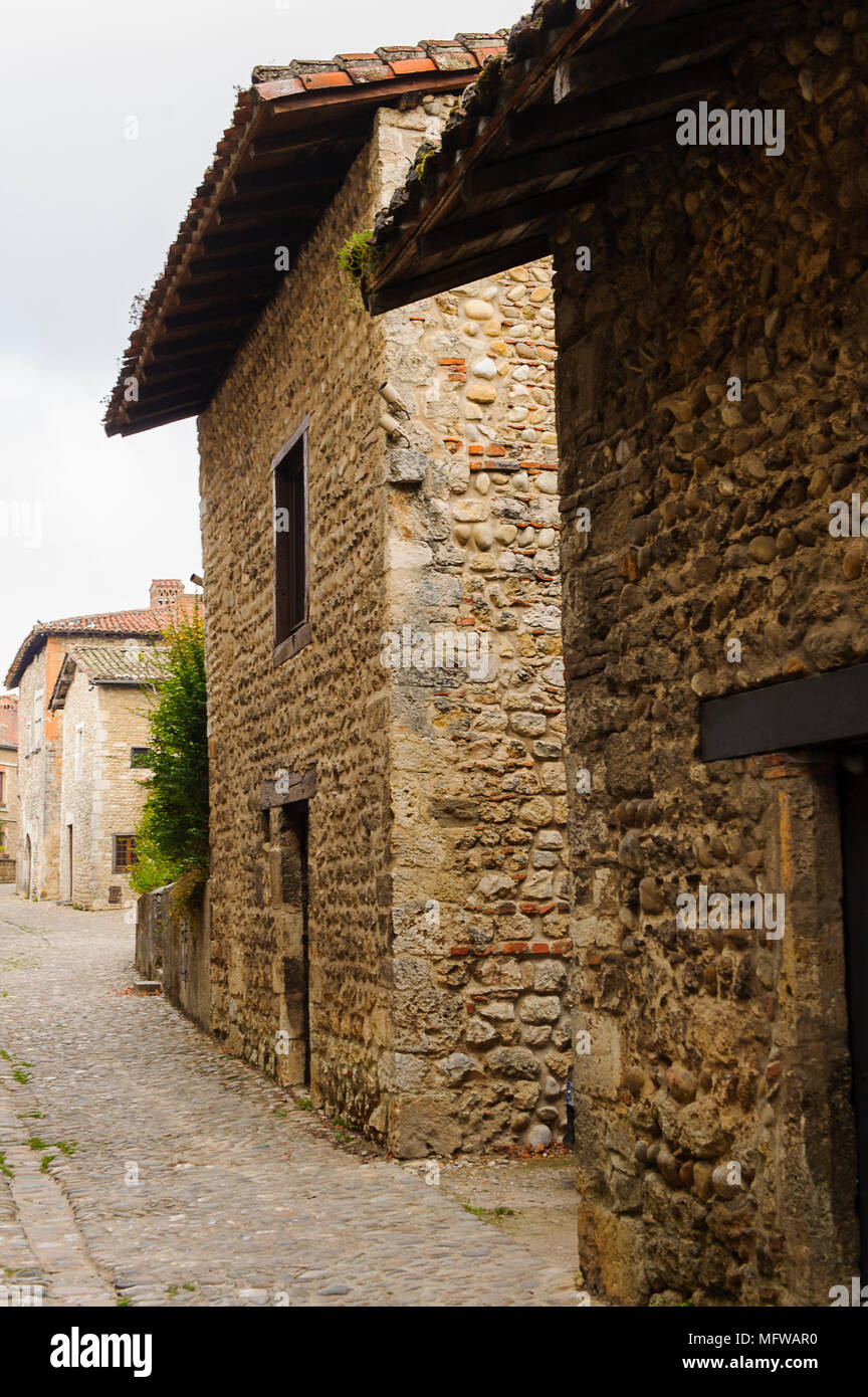 Architecture of Perouges, France, a medieval walled town, a popular ...