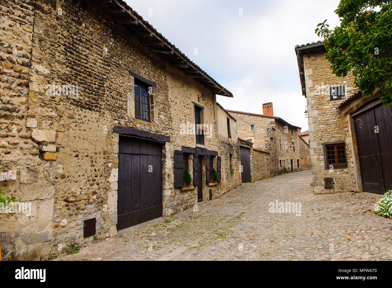 Perouges, France, a medieval walled town, a popular touristic ...
