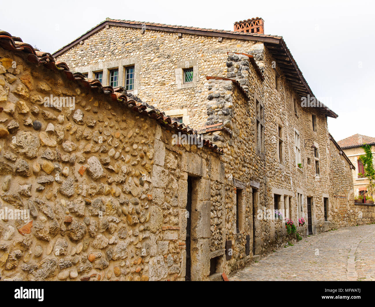 Perouges, France, a medieval walled town, a popular touristic ...