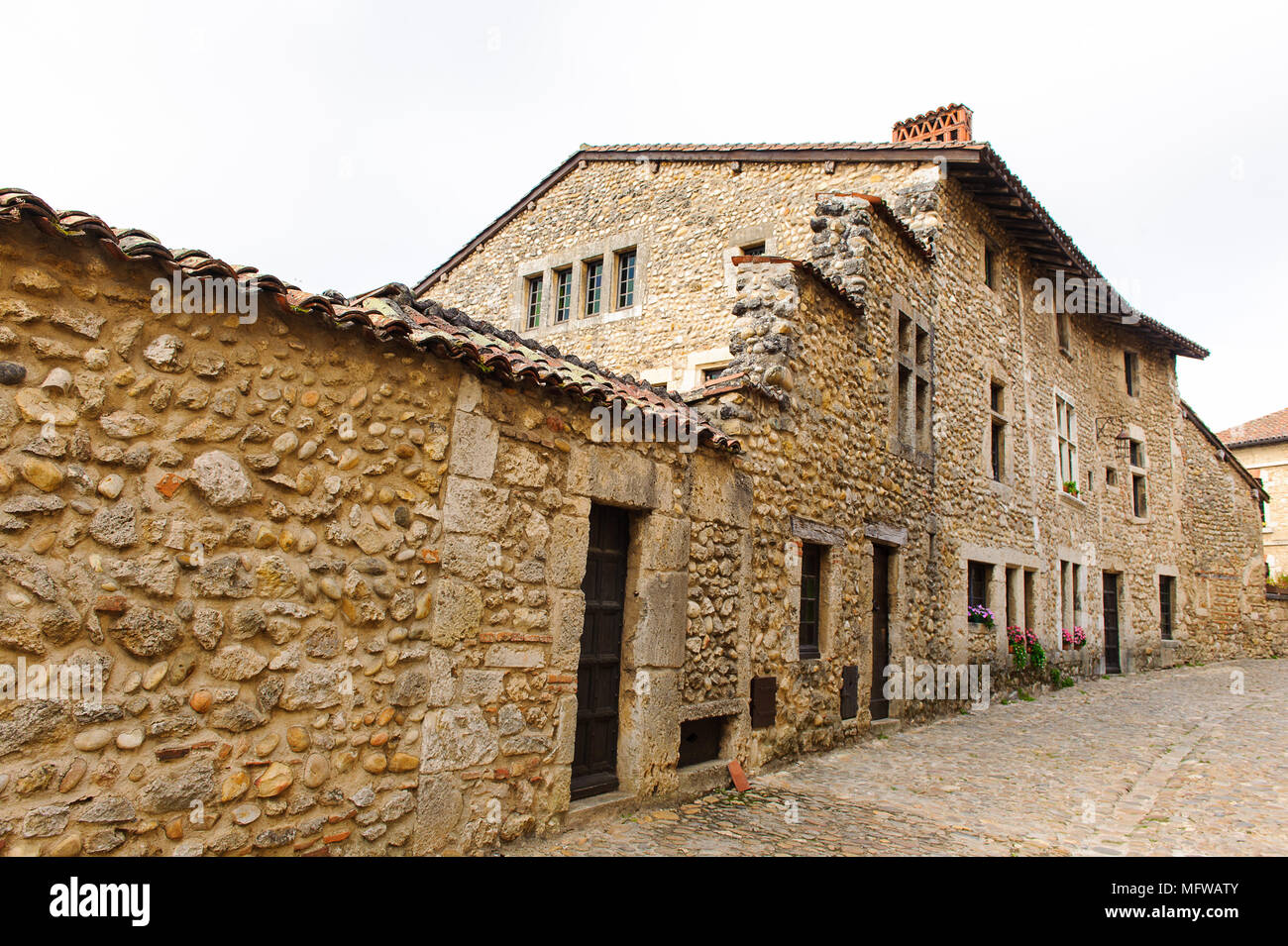 Perouges, France, a medieval walled town, a popular touristic ...