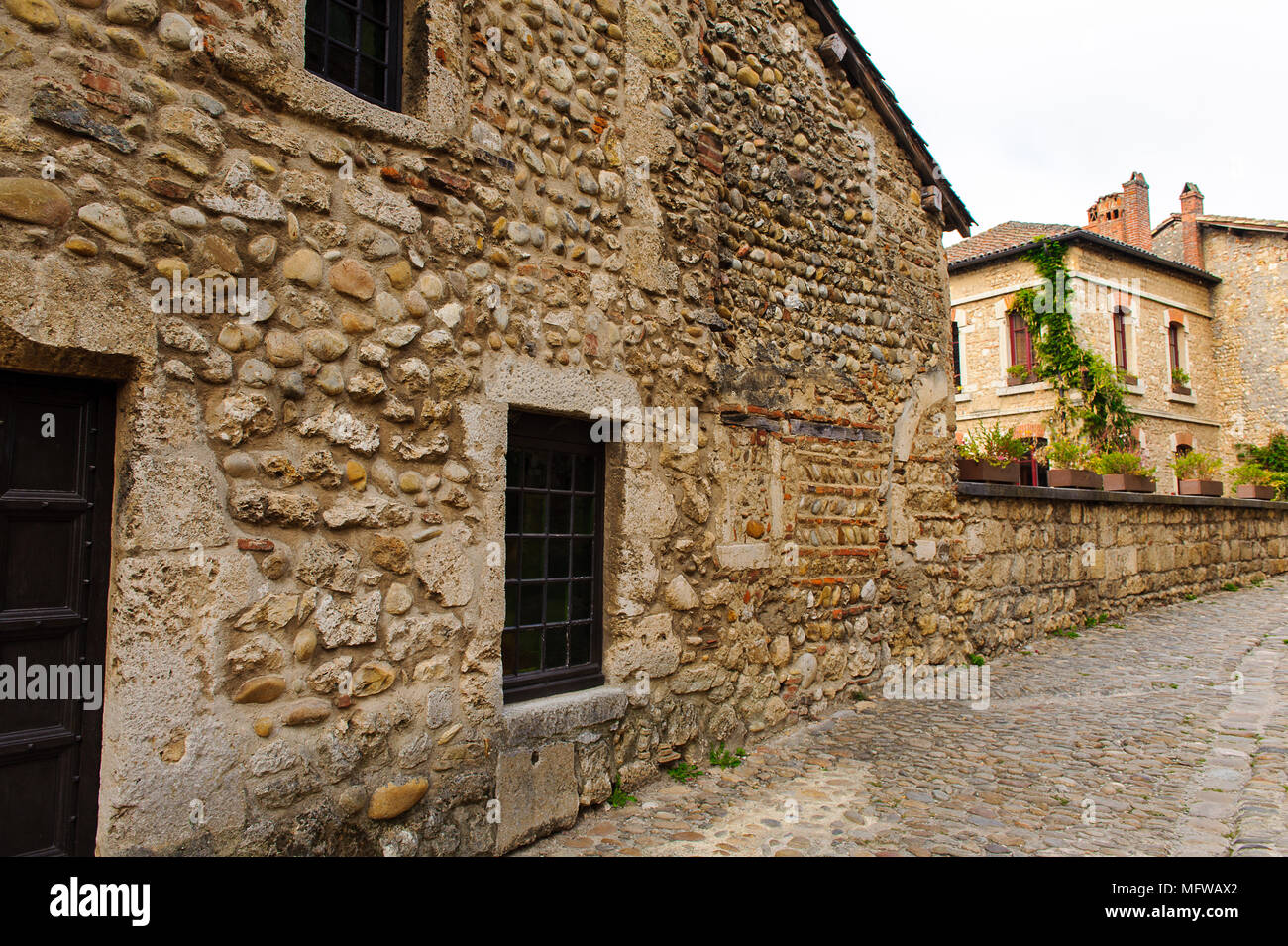 Perouges, France, a medieval walled town, a popular touristic ...