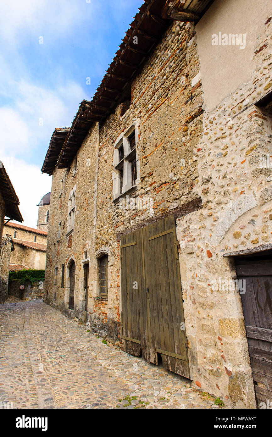 Perouges, France, a medieval walled town, a popular touristic ...