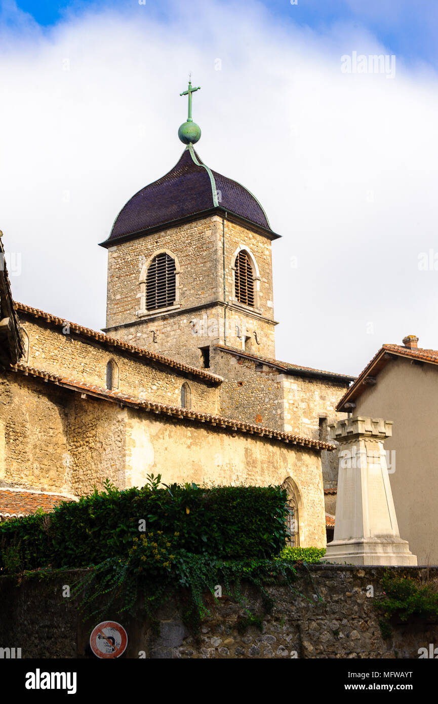 Medieval architecture of Perouges, France, a walled town, a popular ...