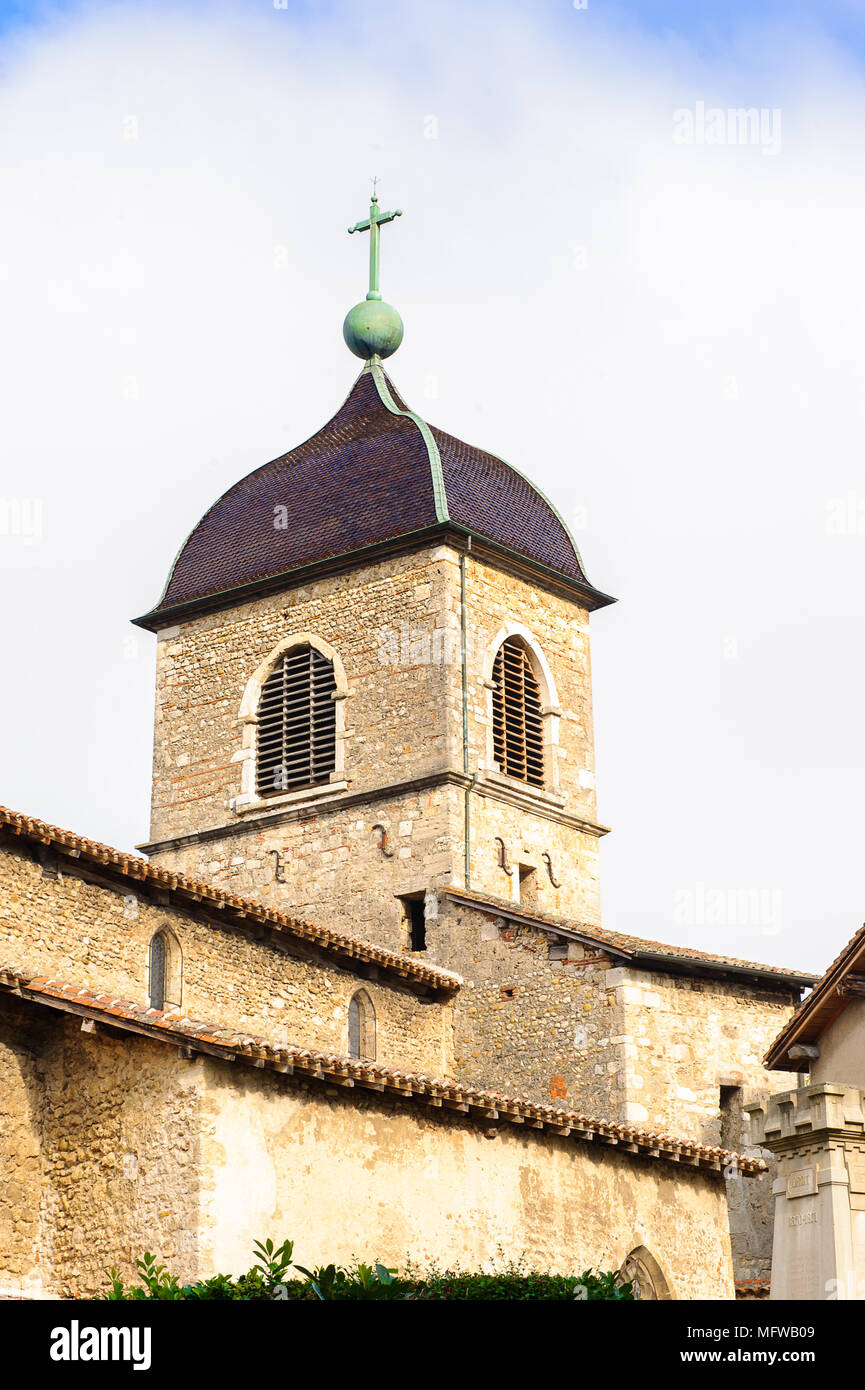 Medieval architecture of Perouges, France, a walled town, a popular ...