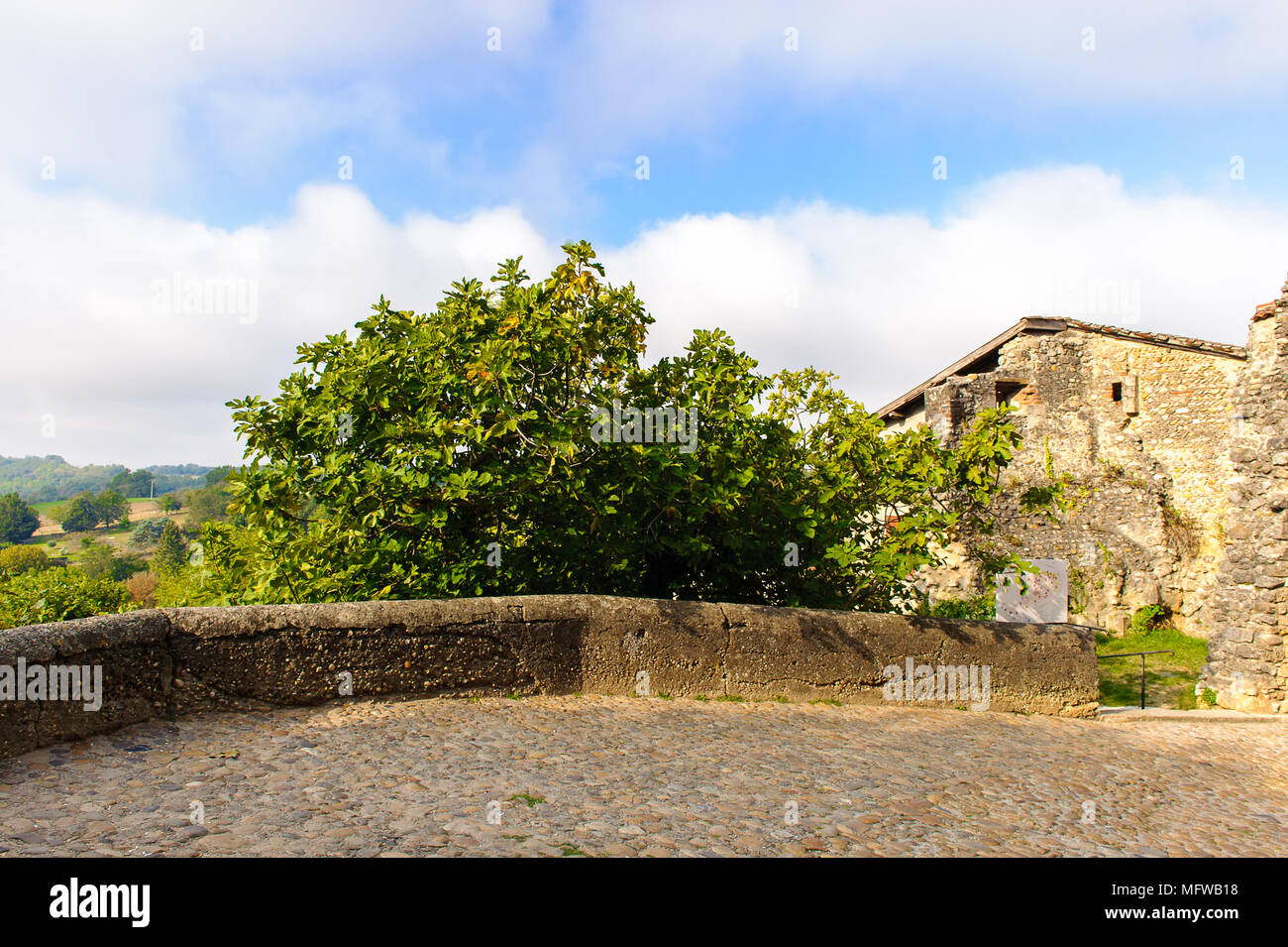 Medieval architecture of Perouges, France, a walled town, a popular ...