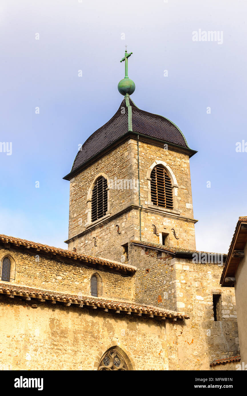 Medieval architecture of Perouges, France, a walled town, a popular ...