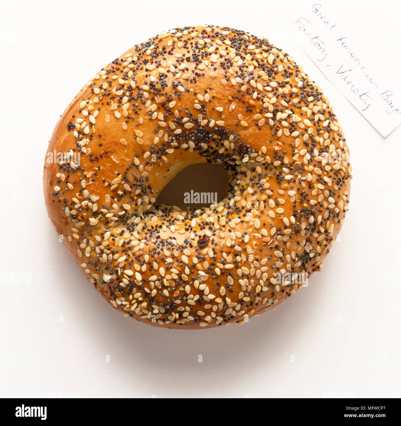 Poppy and sesame seed bagel Stock Photo Alamy