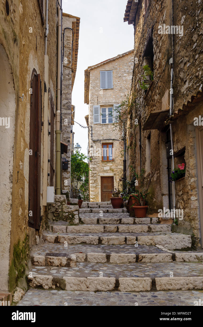 Close view of the house in Saint Paul de Vence, medieval town in France