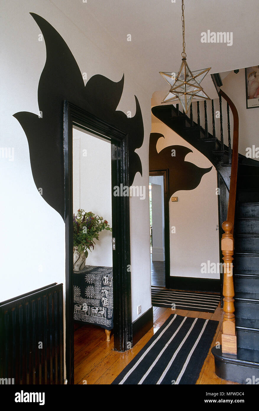 Hallway with black painted effect Stock Photo Alamy