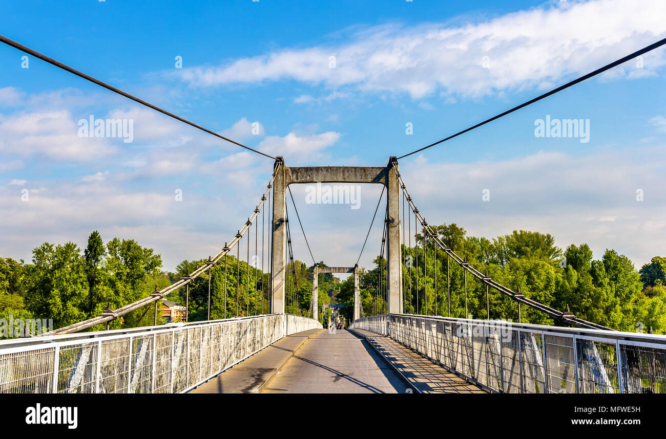 Cable-stayed bridge on the Loire River in Tours - France Stock Photo