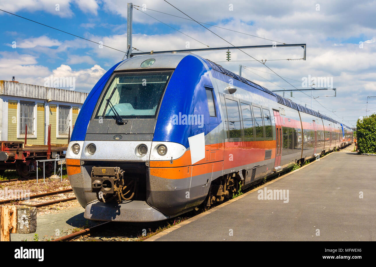 Regional express train at La Rochelle station - France Stock Photo