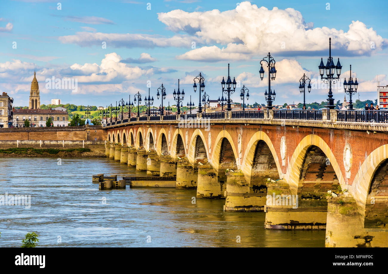 Pont de pierre in Bordeaux - Aquitaine, France Stock Photo