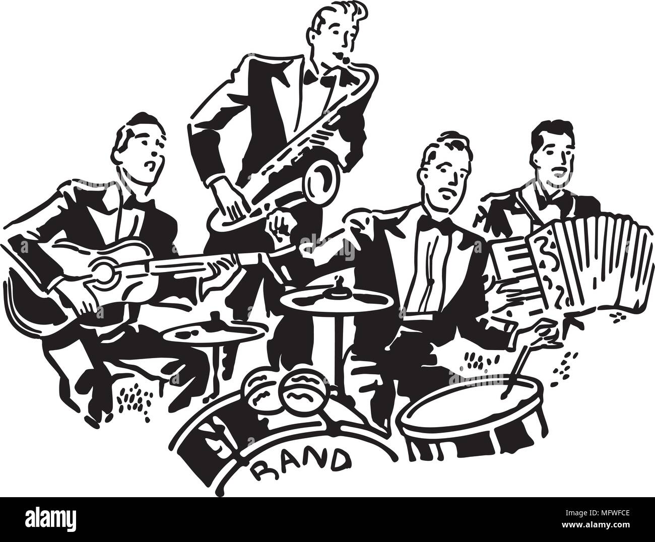 Musical Group - Retro Clipart Illustration Stock Vector