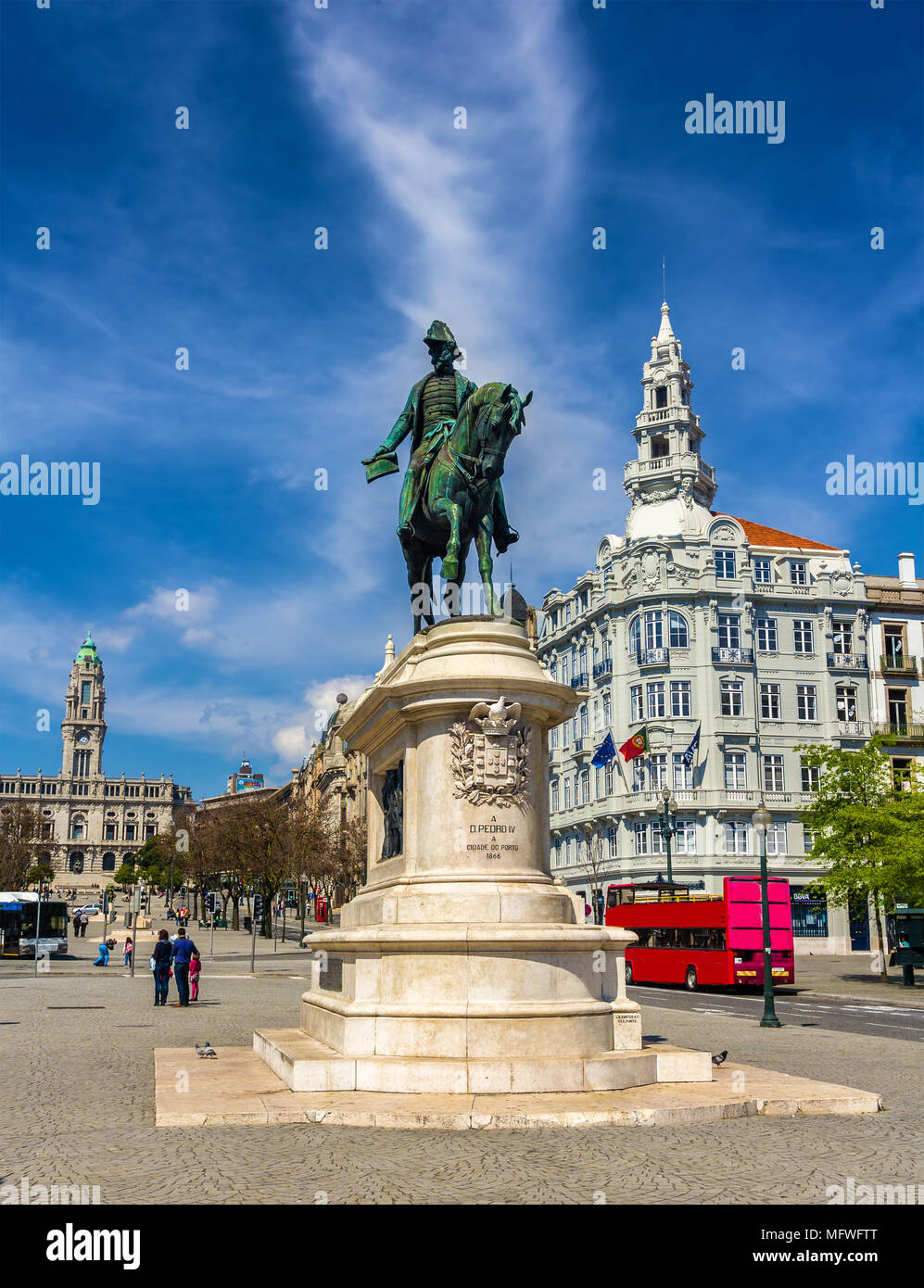 Statue of King Peter IV in Porto, Portugal Stock Photo