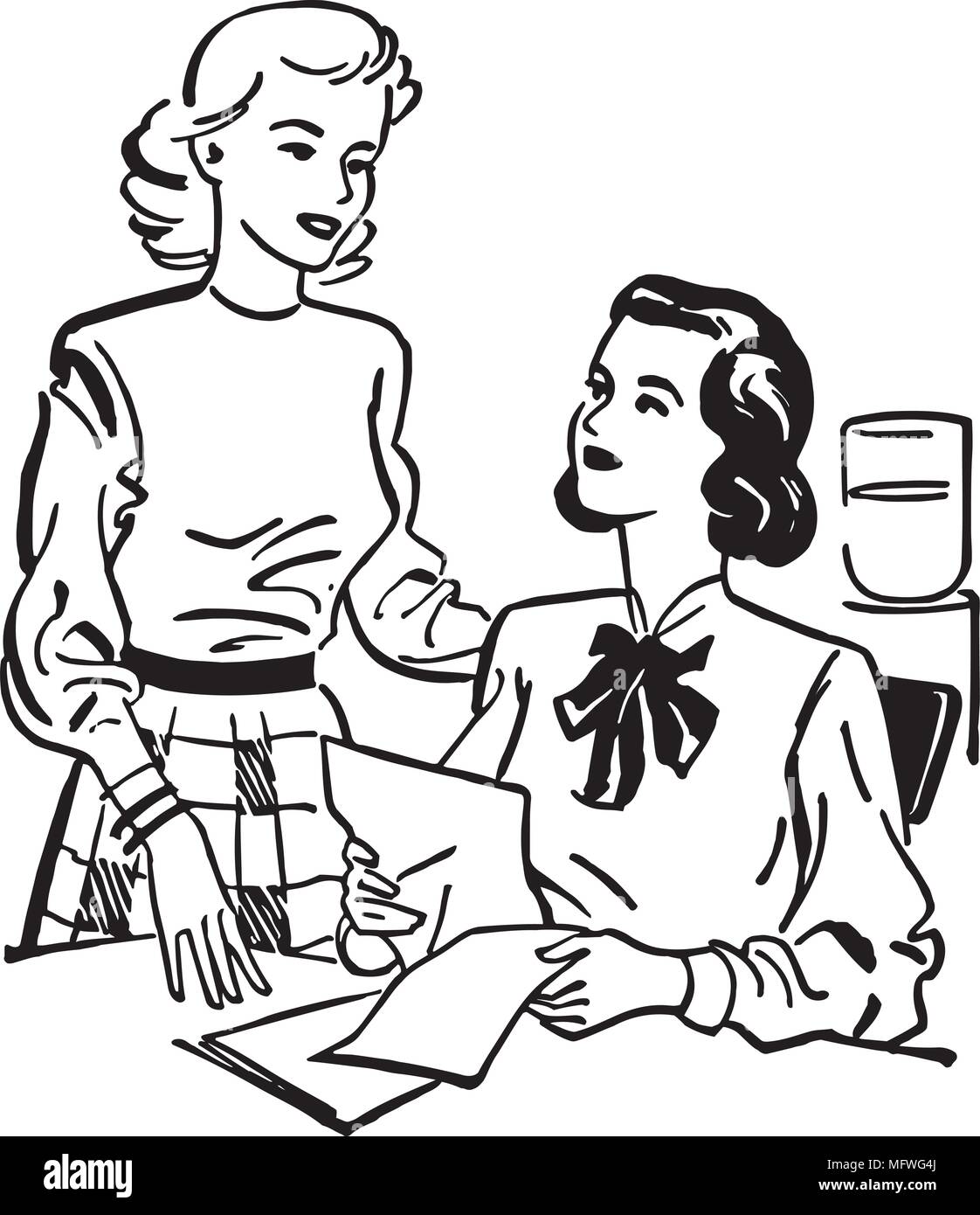 Office Discussion Retro Clipart Illustration Stock Vector Image & Art