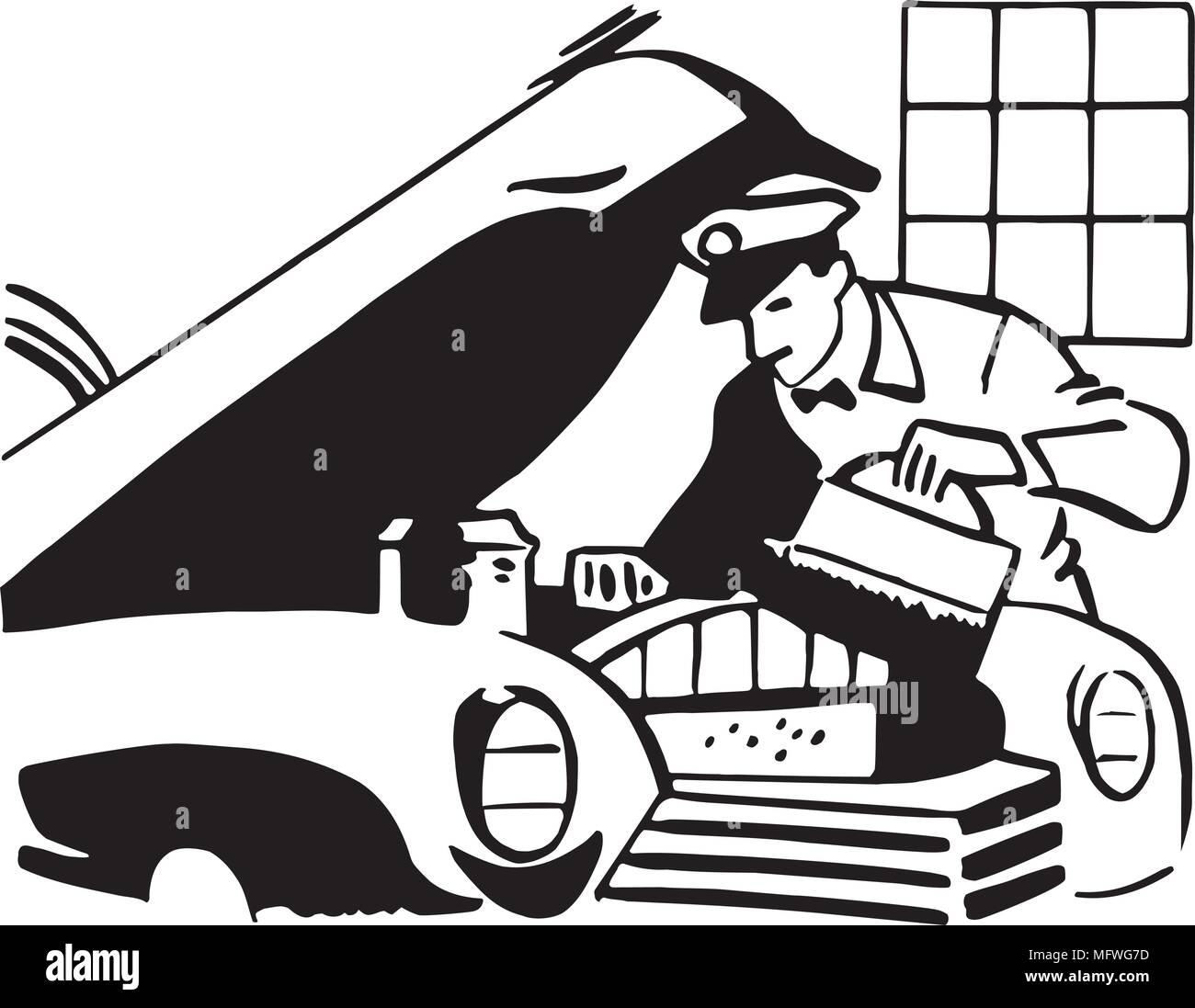 Oil Change - Retro Clipart Illustration Stock Vector Image & Art - Alamy