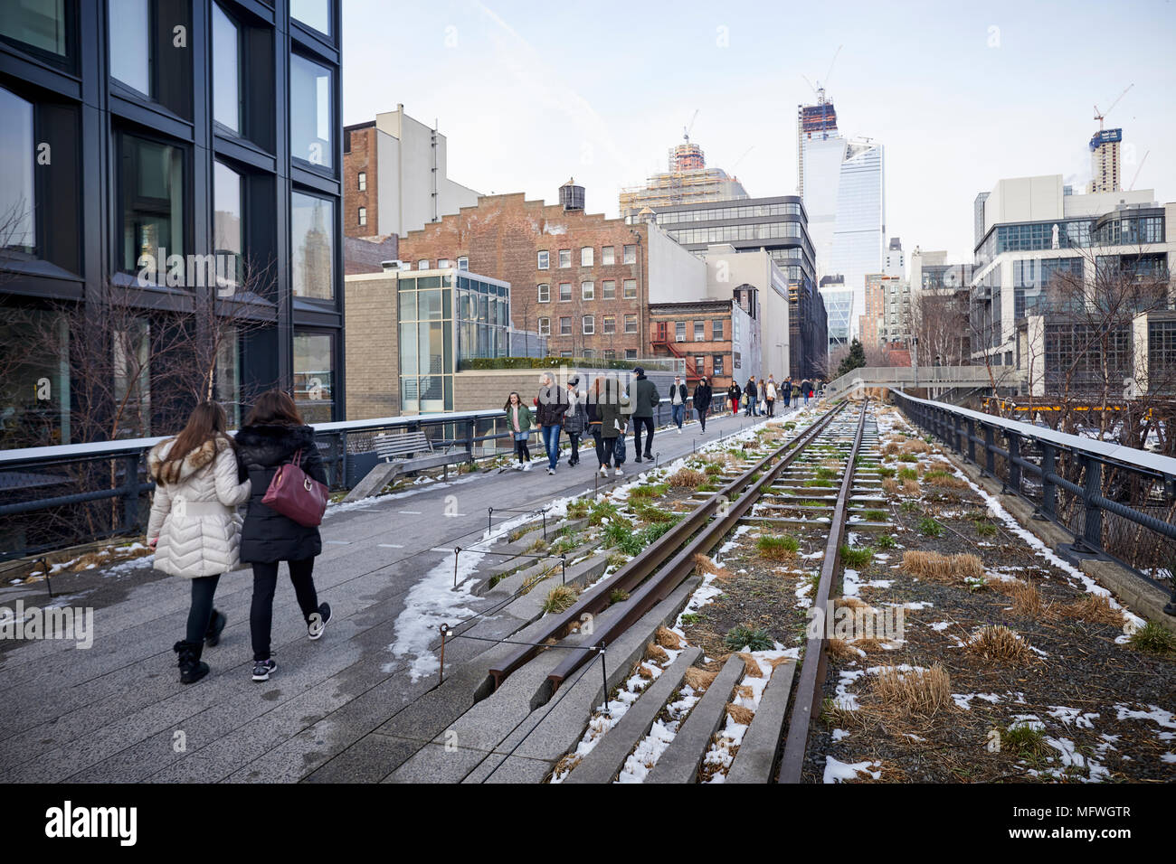 Manhattan in New York City,  urban design High Line Park elevated linear park, greenway on disused abandoned  former New York Central Railroad Stock Photo