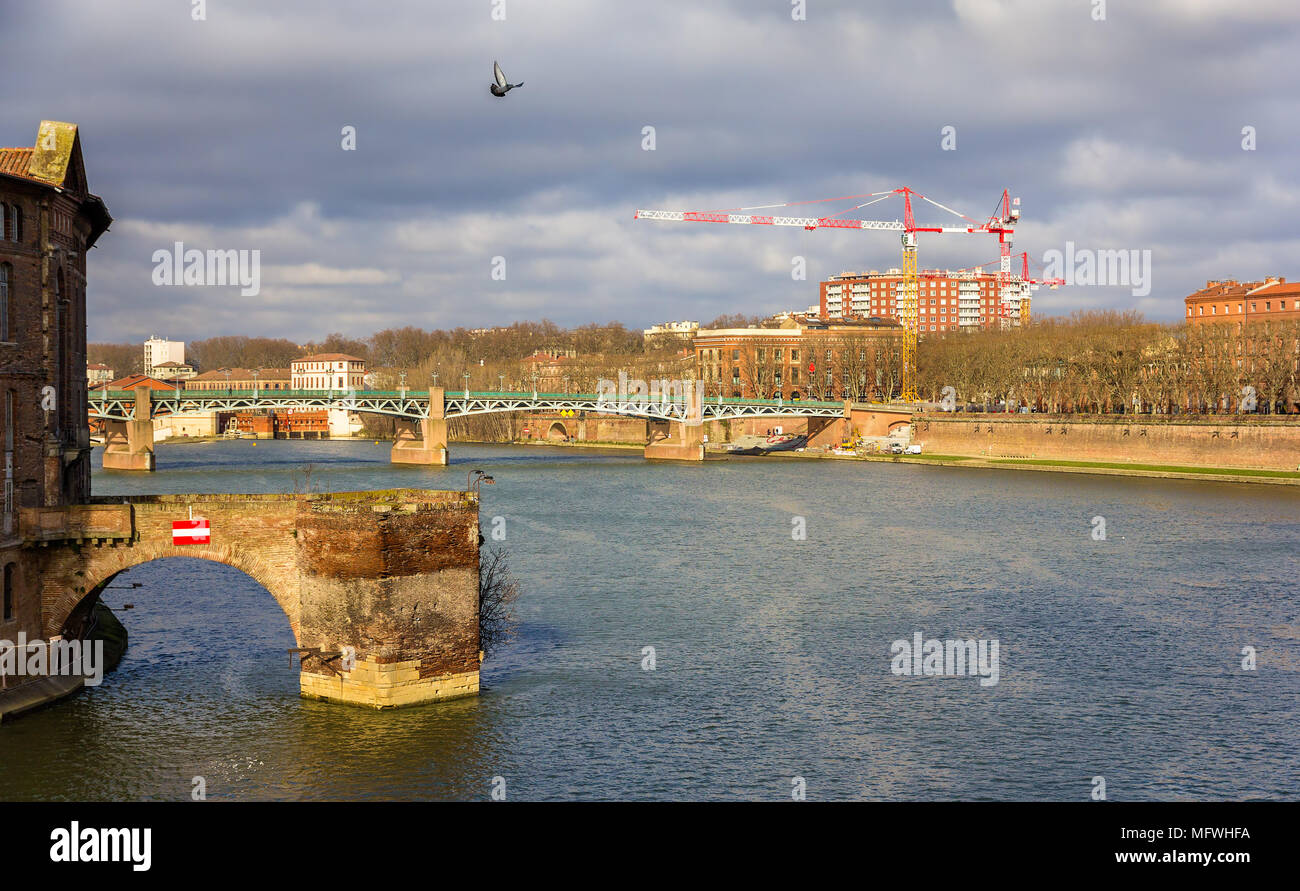 View of the Garonne river in Toulouse - Midi-Pyrenees, France Stock Photo