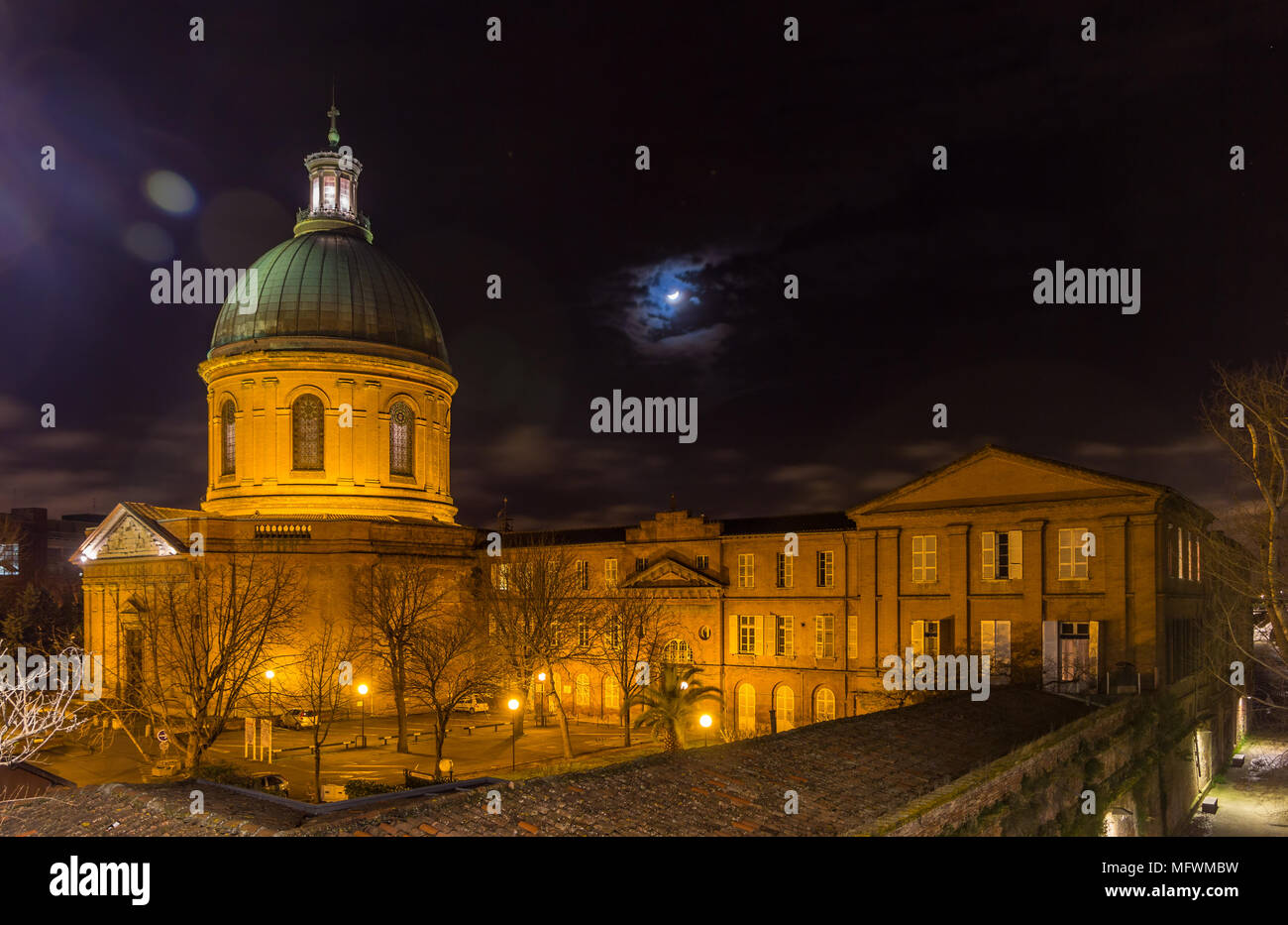 Hospital de La Grave in Toulouse by night Stock Photo