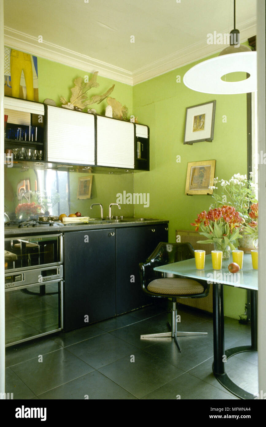 Green Eat In Kitchen With Tile Floor