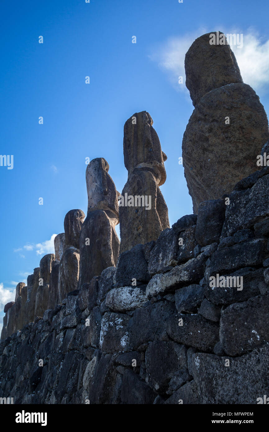 Moais statues, ahu Tongariki, easter island, Chile Stock Photo Alamy
